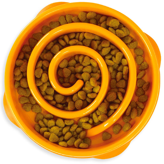Slow Chow Maze Bowl for Dogs in Orange