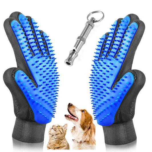 Pet Grooming & Deshedding Glove - Hair Removal & Massage Mitt